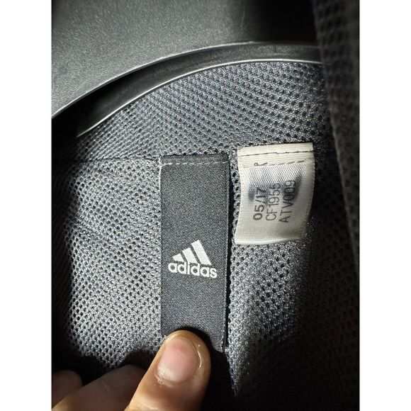Super Rare Vintage Adidas Jacket Windbreaker Gray Black Medium Zipper‎ Pockets - Picture 5 of 6